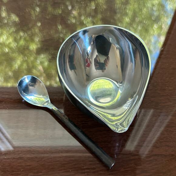 Vintage Stainless Steel Condiment Serving Bowl & Spoon Set - Picture 5 of 10